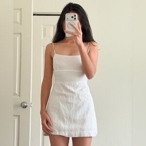 Aritzia White Mini Dress with Spaghetti Straps